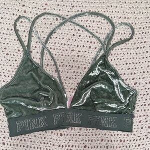 PINK Victoria's Secret Velvet Bralette in Green